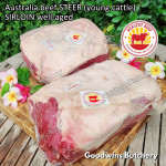 Beef Sirloin aged frozen STEER young cattle Australia HEALTHY BEEF whole cuts 2.6-3.0 kg/pc (price/kg) Striploin / New York Strip / Has Luar - IN STOCK
